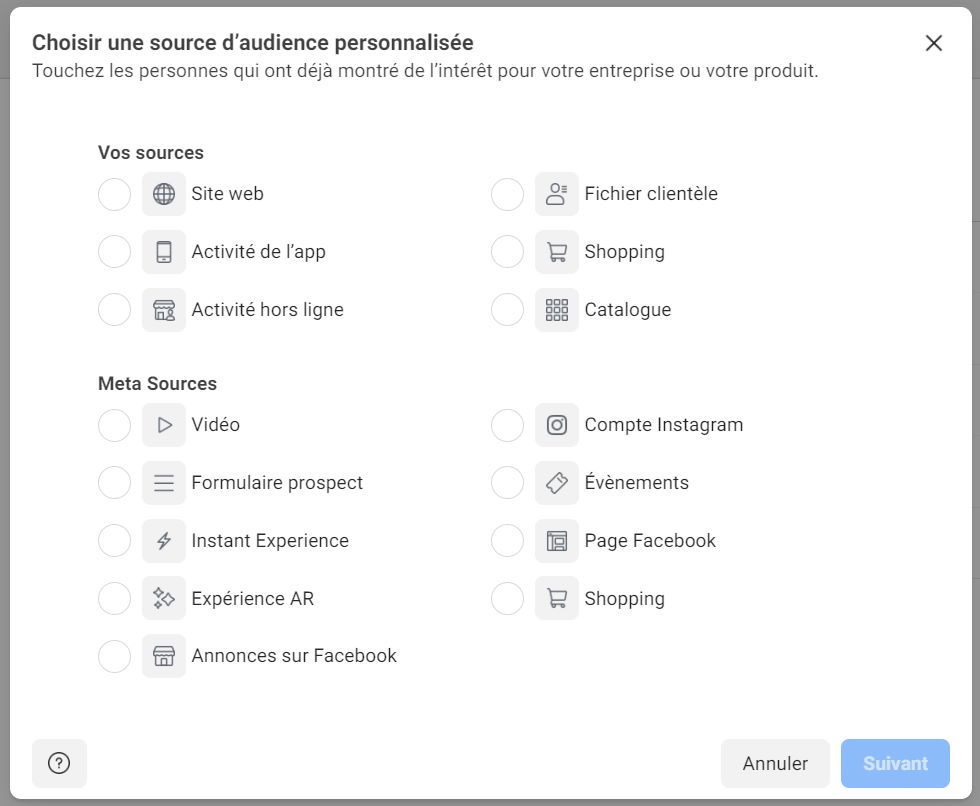 Source d'audience personnalisée 